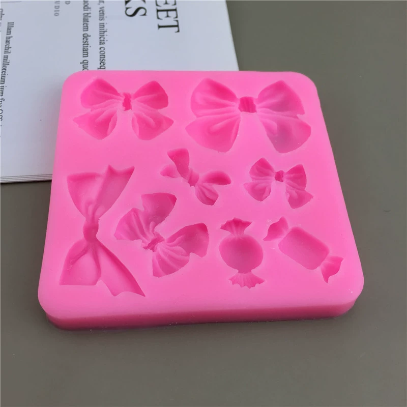 INS Эстетика 8-НLANG Bow Candy Silicon Plague Mold Chocolate Flinking Gypsum Decoration Tool