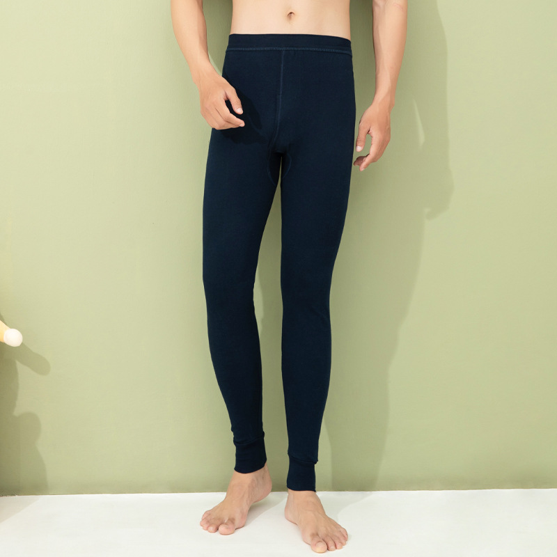 2023 pantalones largos de algodón puro de los hombres pantalones calientes Otoño e Invierno polainas delgadas para estudiantes Mediados de cintura Calzoncillos largos para hombres