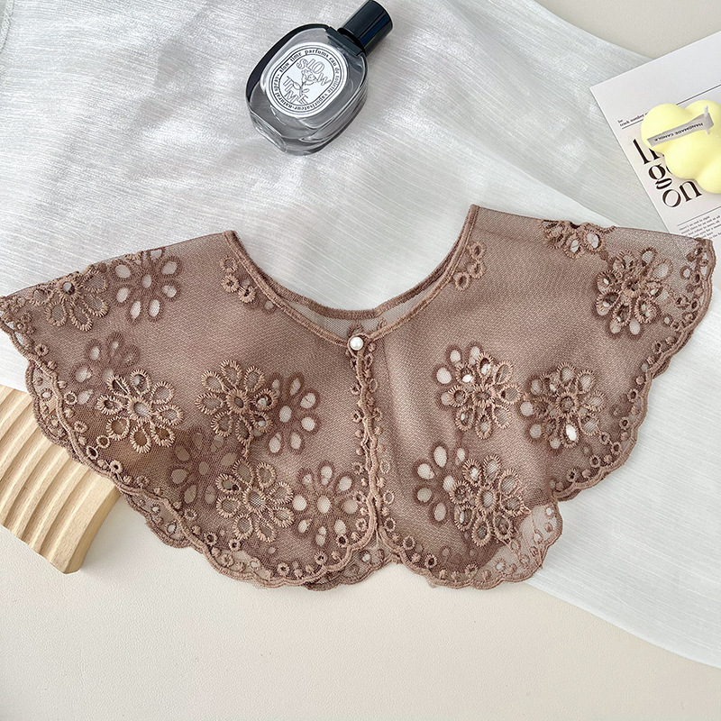 Camisas de cuello falso para niños de cuello falso de encaje, bufandas huecas, cuello, cuello de loto