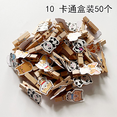 Decorativo de dibujos animados pequeño clip de madera floral flor Mensaje de embalaje pequeño clip de madera foto colgante de pared clip de color creativo