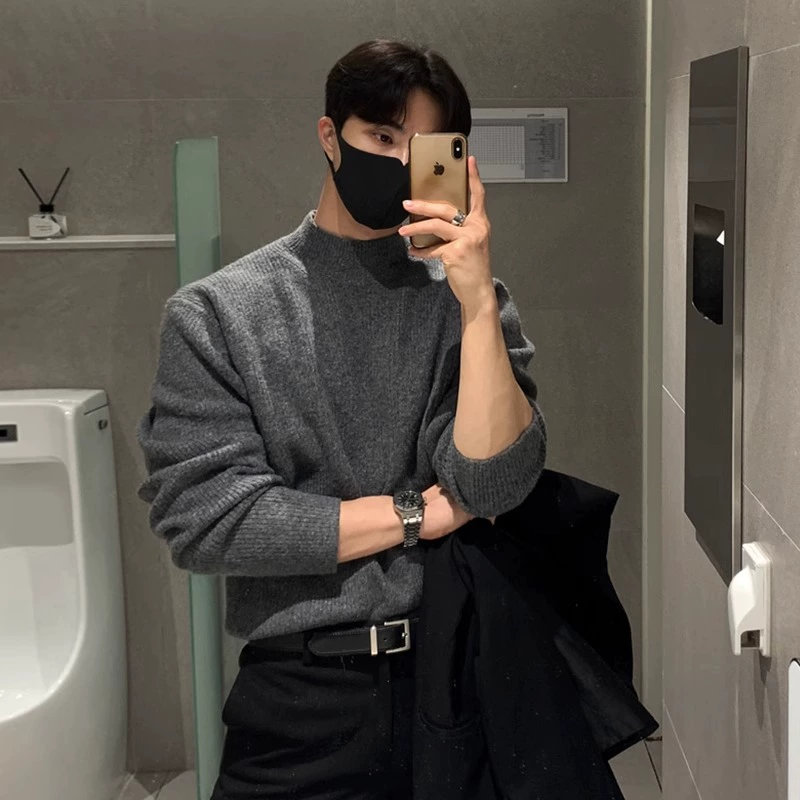 Осенний и зимний полуводолазный свитер мужской свободный ленивый ветер