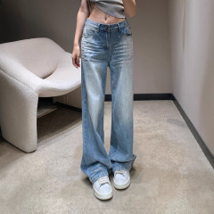 夏季新款Ch南油工厂气质清新时髦甜酷少女彩色爱心星星牛仔长裤