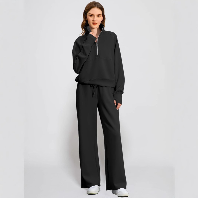 2024 European and American Amazon European and American Women's Two-Piece Zipper Sweatshirt Wide Leg Sports Pants Casual suit Women 2024 European and American Amazon European and American Women's Two-Piece Zipper Sweatshirt Wide Leg Sports Pants Casual suit Women