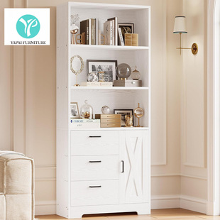 Household Simple Storage Cabinet Amazon European and American New Panel Furniture Cross-Border Supply Factory Wholesale Floor-Standing Bookcase