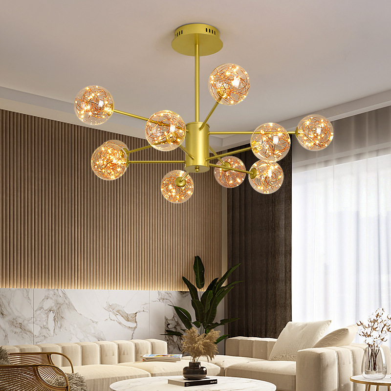 客厅吊灯现代简约餐厅灯具北欧个性创意满天星卧室魔豆玻璃泡泡灯
