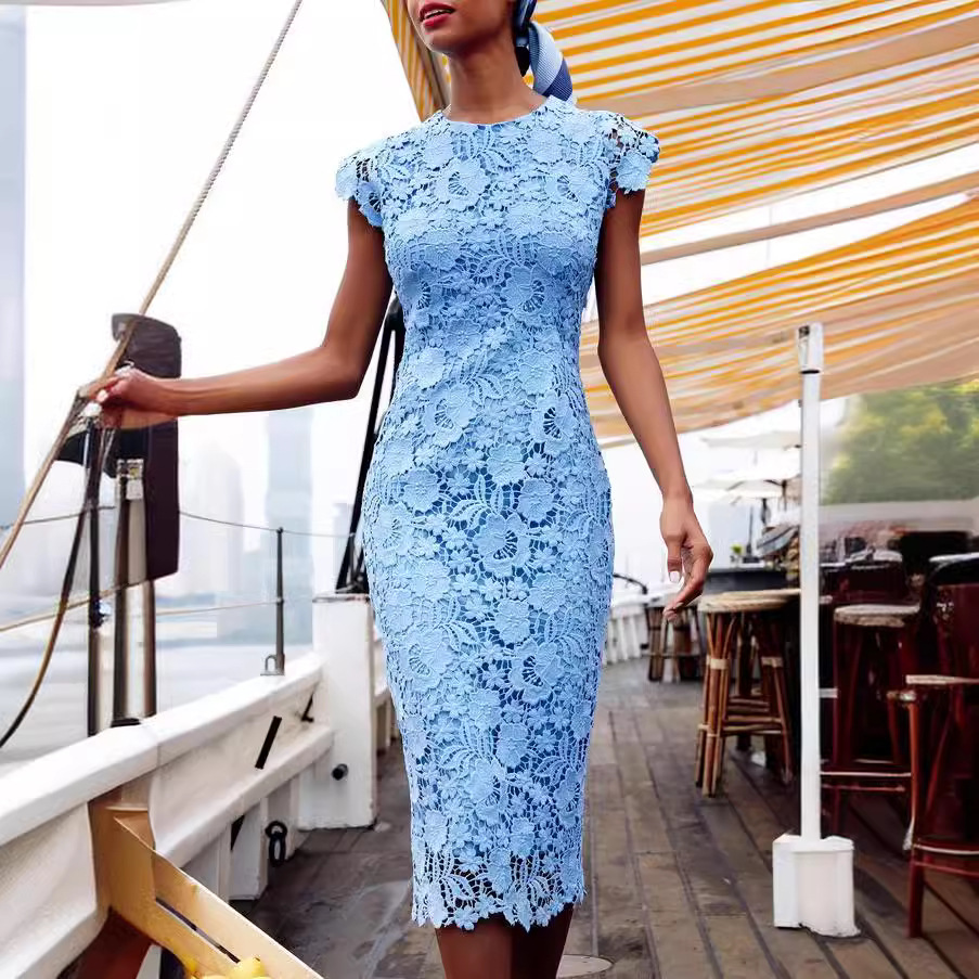 Women's Clothing new women's clothing new round neck sleeveless pencil skirt mid skirt_mkmklike.com