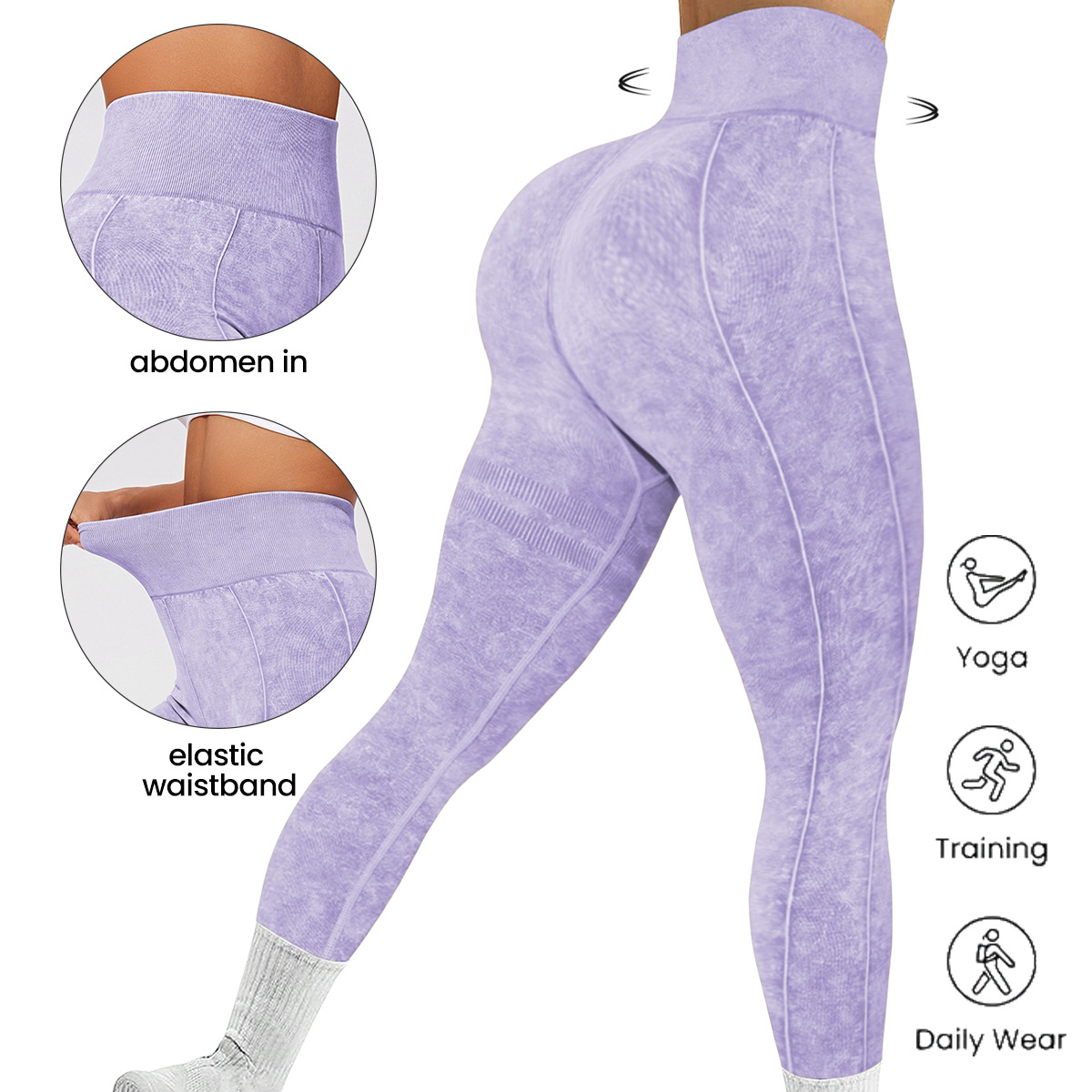 Pantalones de yoga ajustados de lavado de arena sin costuras europeos y americanos transfronterizos