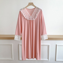 加工定制跨境外贸睡裙蕾丝连衣裙睡衣家居服秋冬可外穿少女睡裙