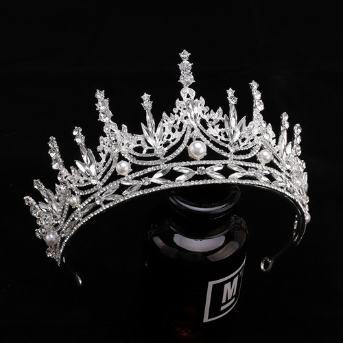 Bridal crown dress tiara accessories temperament Korean style simple and elegant zircon rhinestone photo studio shooting tiara for women