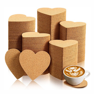 Spot Wholesale Cork Coasters, Special-Shaped Insulated Placemats, Heart-Shaped Cork, Water-Absorbent, Anti-Scalding, Printable Patterns