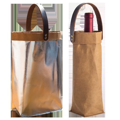 Red wine handbag double pack literary and foreign wine bag single washed kraft paper red wine box 2 gift bags