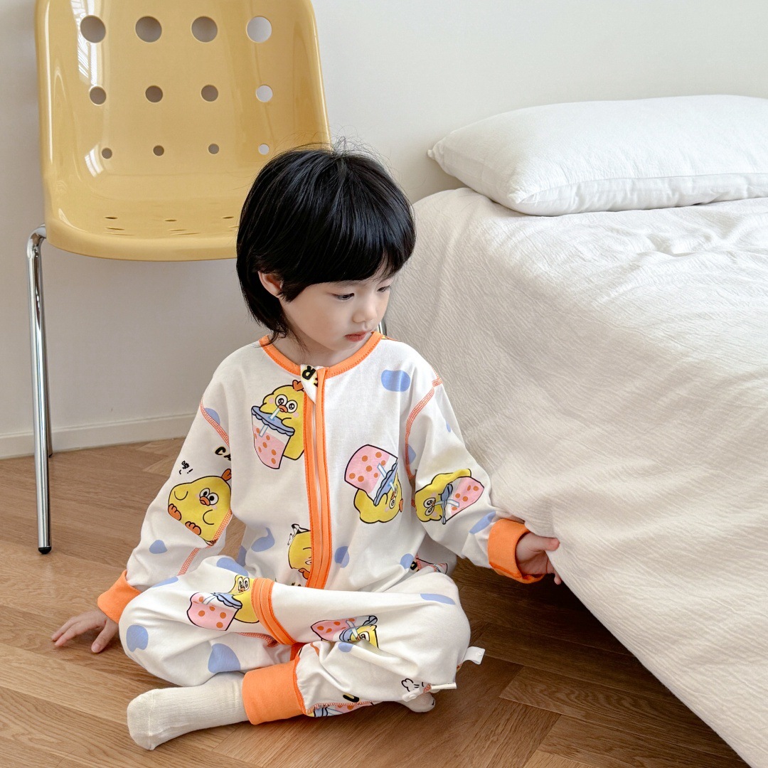 オレンジ色のかわいいひよこ(シームレス長袖寝袋) / 80