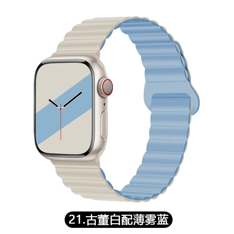 Подходит ремешок Apple Watch двухцветный магнитный силикон IWATCH1-9 поколения/SE
