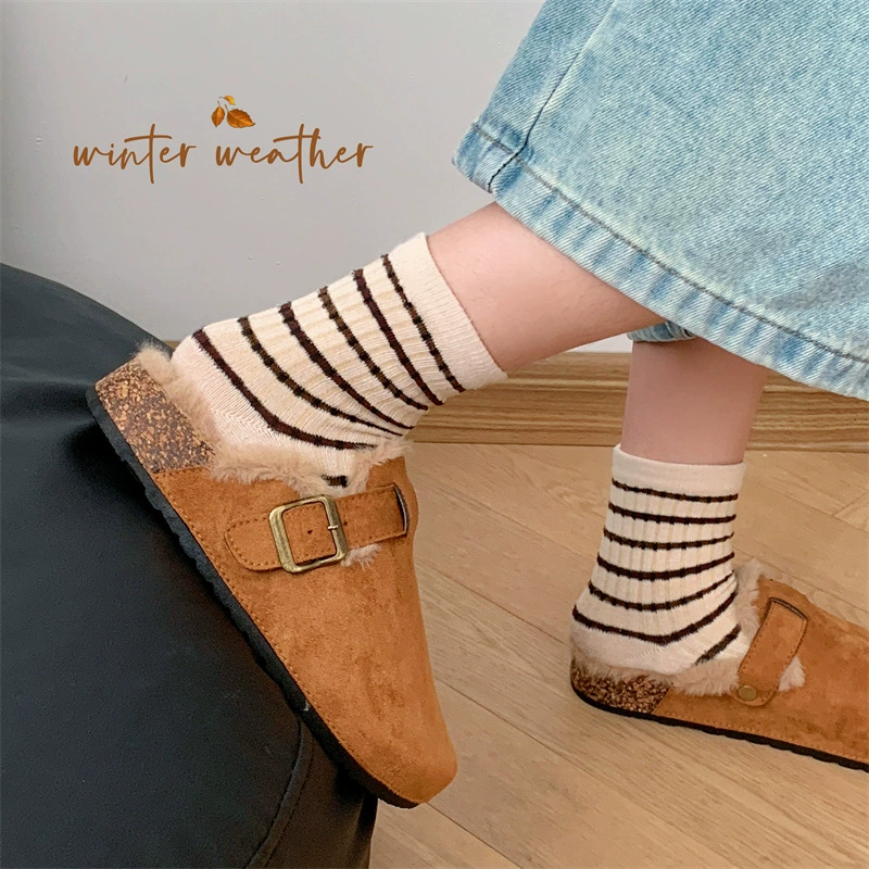 Birkenstock балетка без носка полупр тапочки для женщин, бархатные тёплые домашние и уличные тапочки 2025 осень и зима новые Birkenstock обувь