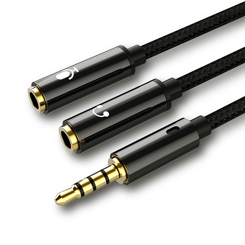 Headphone and microphone two-in-one adapter computer voice microphone audio cable mobile phone headset one-to-two converter