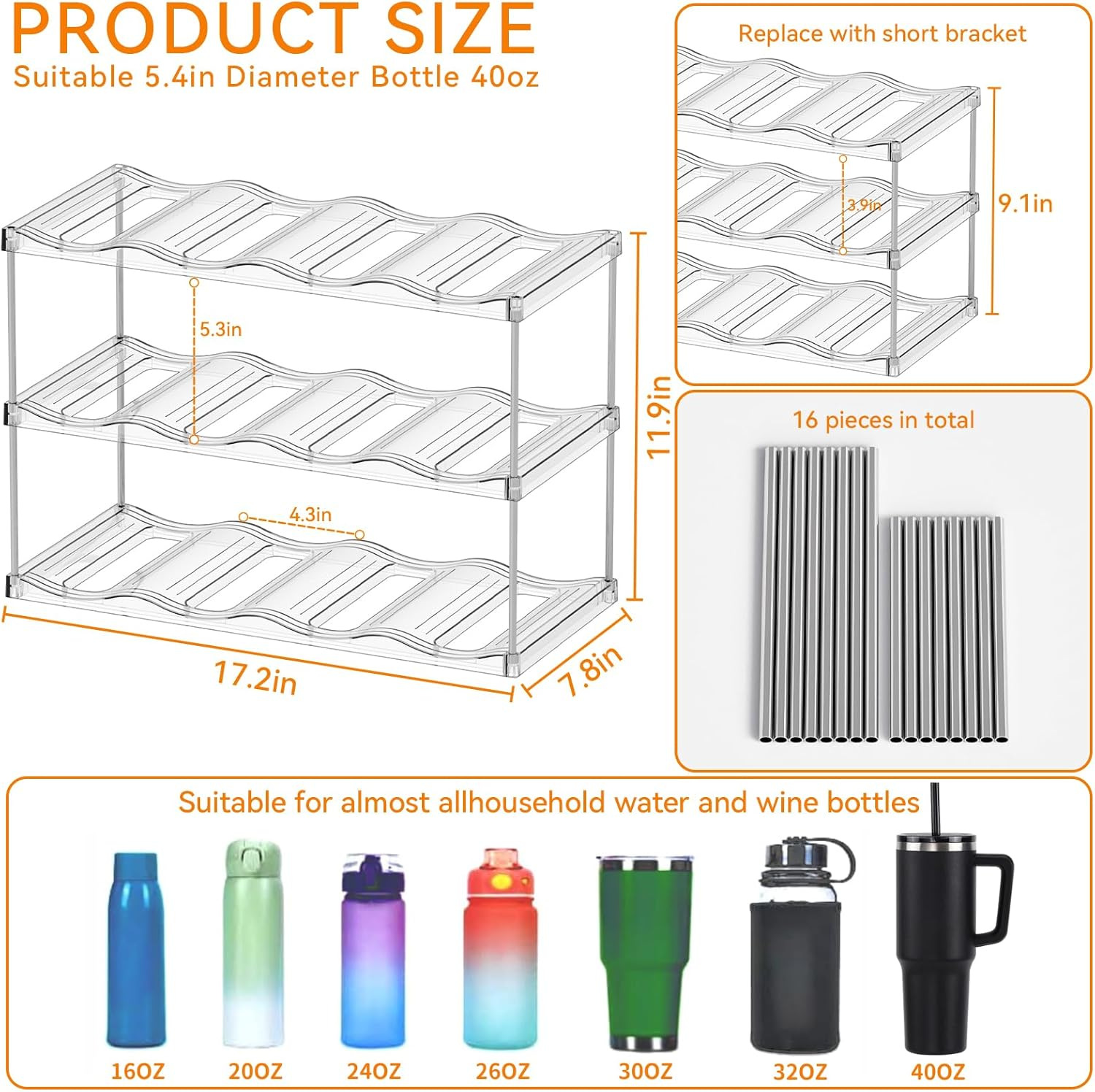 Transparente botella de agua rack de almacenamiento transfronterizo Amazon botella de bebidas almacenamiento estante apilable PET vino aislamiento portavasos