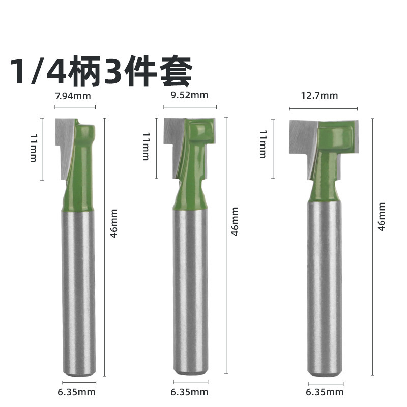 1/4 핸들 그린 키홀 나이프 3 종 세트
