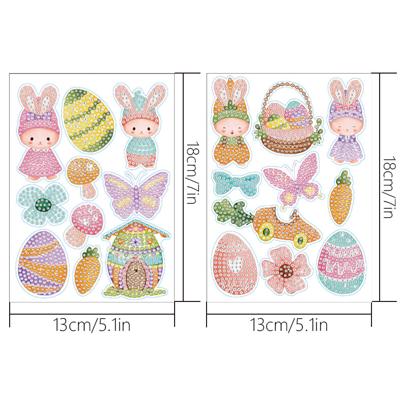Pegatinas de Pascua transfronterizas de diamantes para pintar, hechas a mano, DIY, de dibujos animados, de huevos, de conejos, para niños image 17