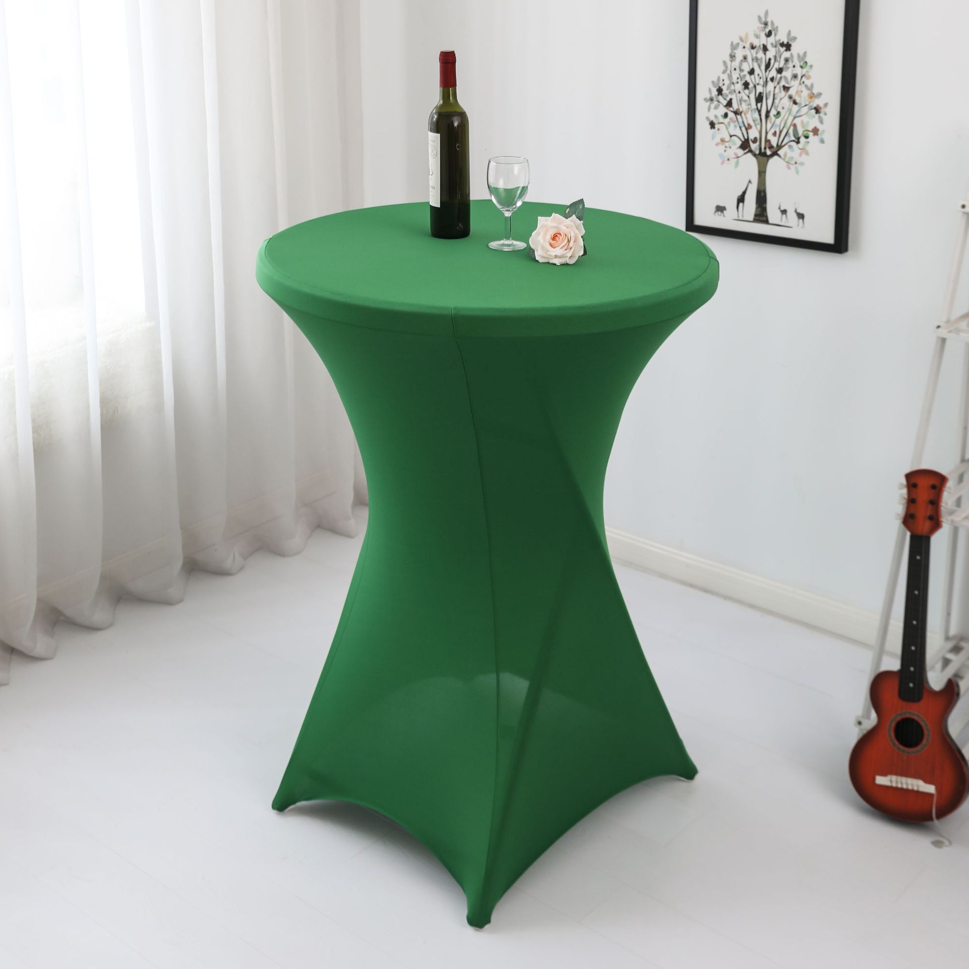 Amazon sólido barra mesa de comedor cubierta de mesa de banquete cóctel cubierta de mesa redonda tela de mesa elástica tabla de pies altos