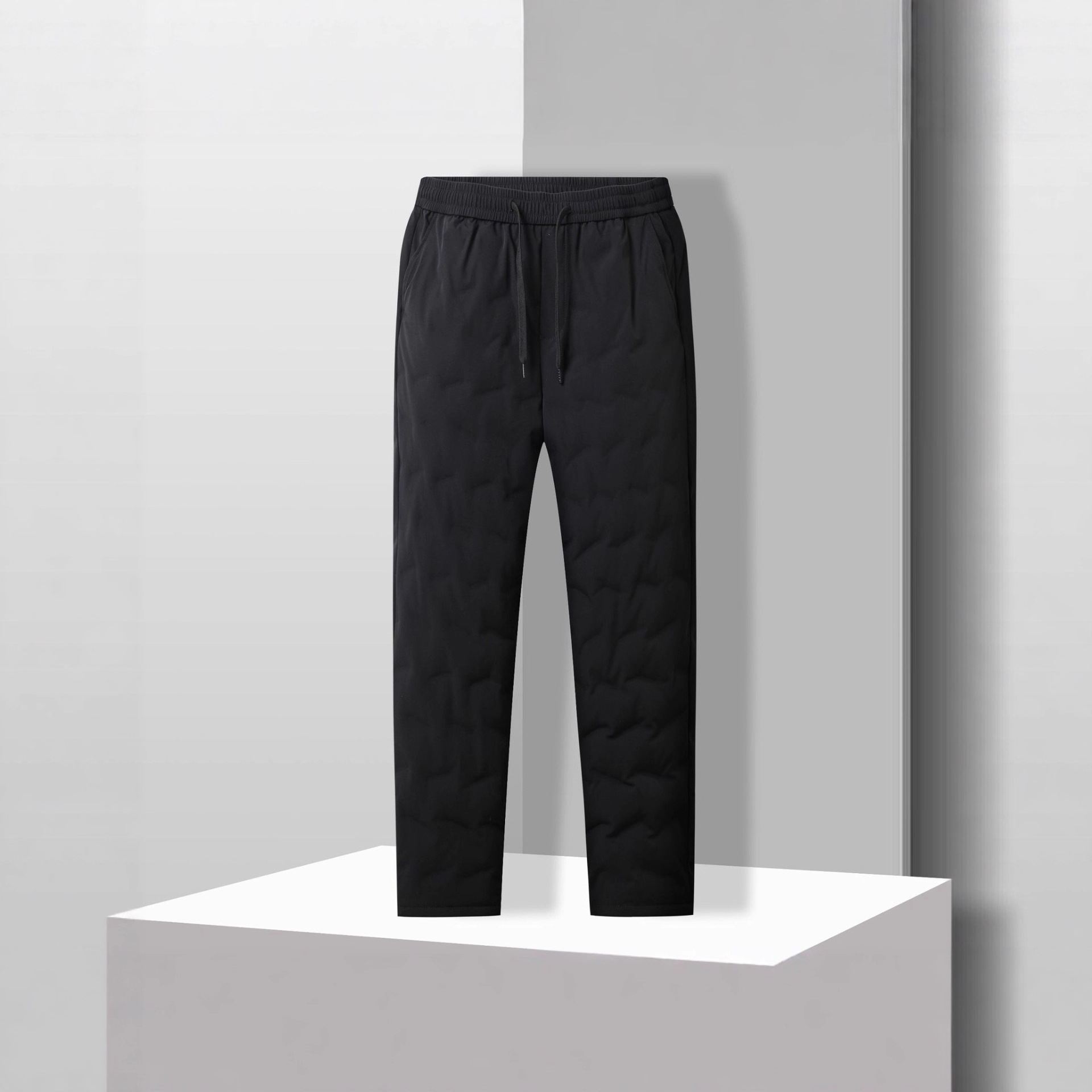 Men's fashionable and warm down-filled trousers, new winter style for 2025, slim fit, stretchy, thickened, straight leg down trousers for men.