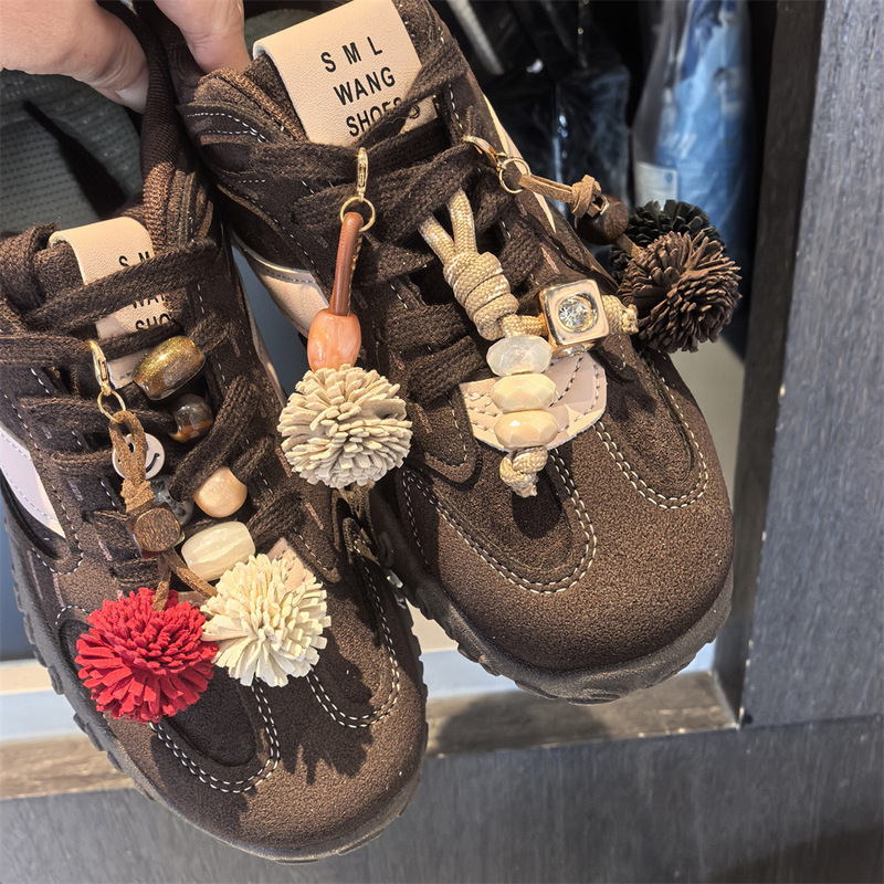 张元英同款皮革挂件鞋花衣服腰带配饰辅料miu打结麂皮球鞋带包饰|undefined