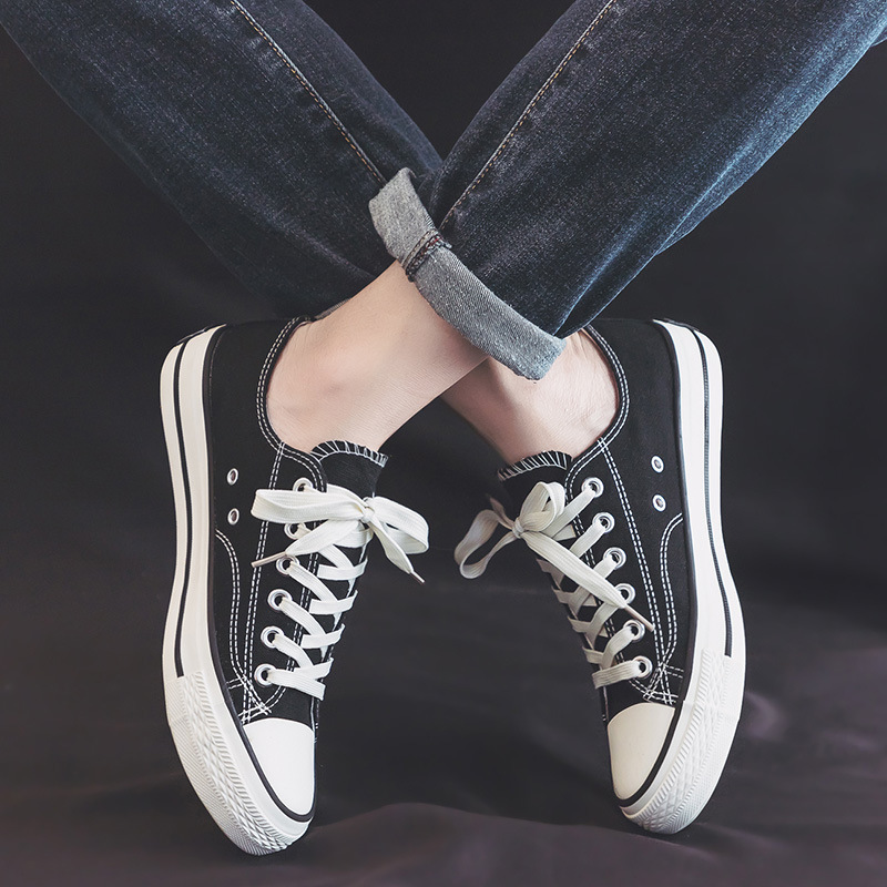Zapatos de lona de mujer otoño 2022 nuevos zapatos blancos de primavera y otoño zapatos de verano bajos zapatos planos de todo fósforo zapatos negros de mujer image 5