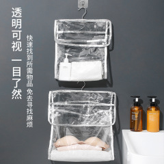 透明な浴室の吊り下げ式の防水収納袋のトイレの壁の服の吊り下げ袋の下着は防塵を整理します。