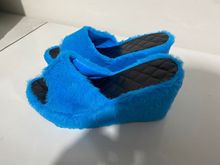 wish大码圆头坡跟毛拖女2021秋冬新款亚马逊独立站性感高跟凉拖43