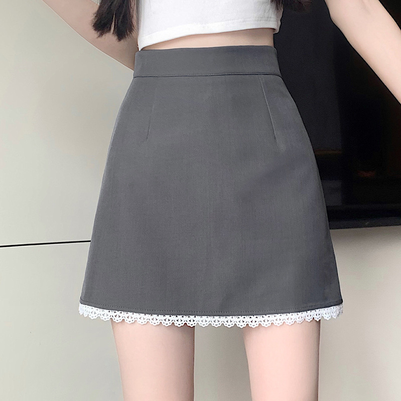 蕾丝西装半身裙女夏2025新款短裙高腰A字裙包臀裙裙子裤裙半裙潮|undefined