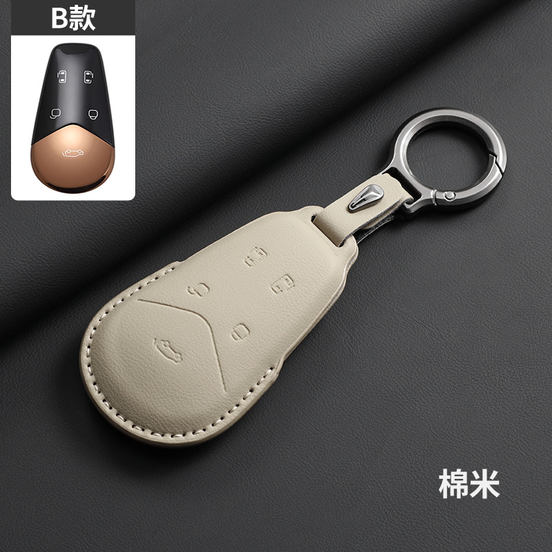 Original car color-cotton rice [round buckle] style B-5 keys