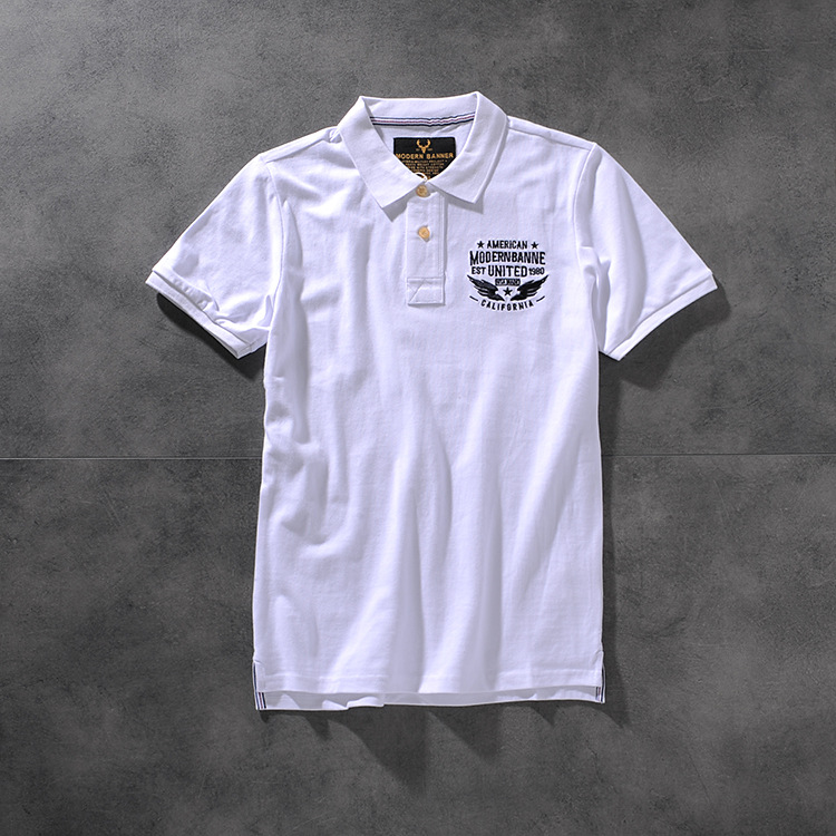 Modern banner spring/summer American click beaded cotton embroidered men's round-neck short-sleeved POLO shirt M703 5 Modern banner spring/summer American click beaded cotton embroidered men's round-neck short-sleeved POLO shirt M703 5