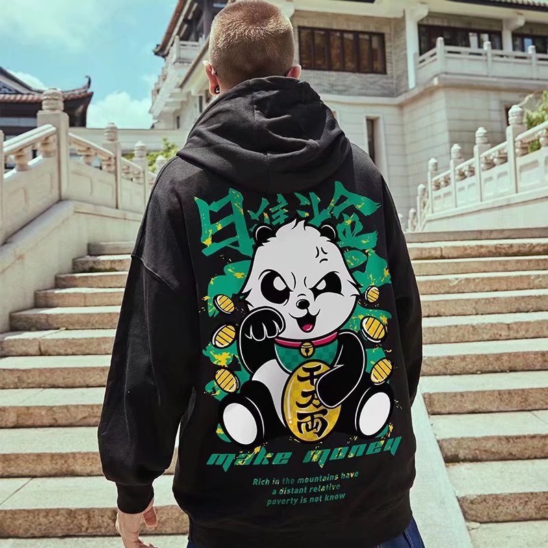 oversize sweater men's Panda fashion brand fat hooded national fashion loose plus size men's coat fleece-lined oversize sweater men's Panda fashion brand fat hooded national fashion loose plus size men's coat fleece-lined
