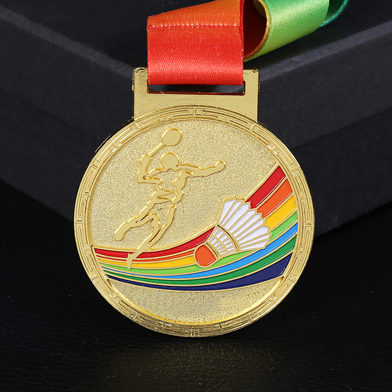 En stock competencia de bádminton campeón corredor medalla haciendo METAL FUNDICIÓN artesanía medalla colgando cuello Medalla de Honor al por mayor