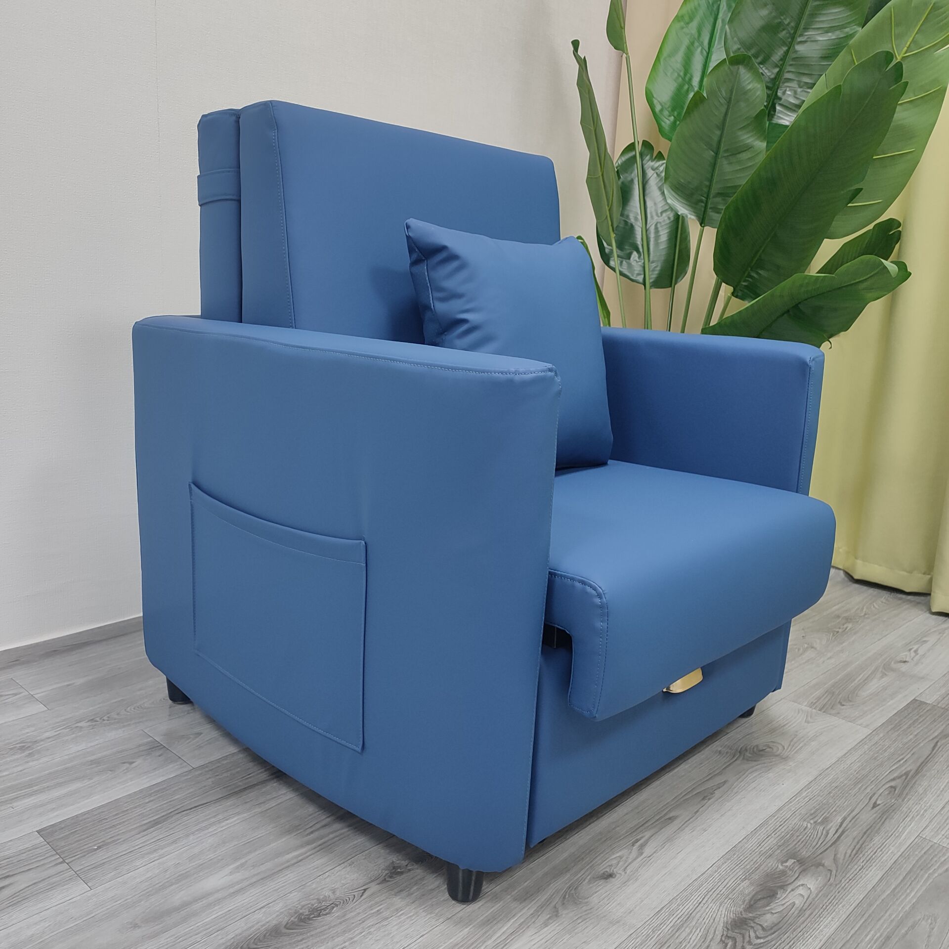Almacenamiento plegable multifuncional de una sola persona balcón sofá cama de almuerzo tecnología tela de cuero silla de acompañamiento médico