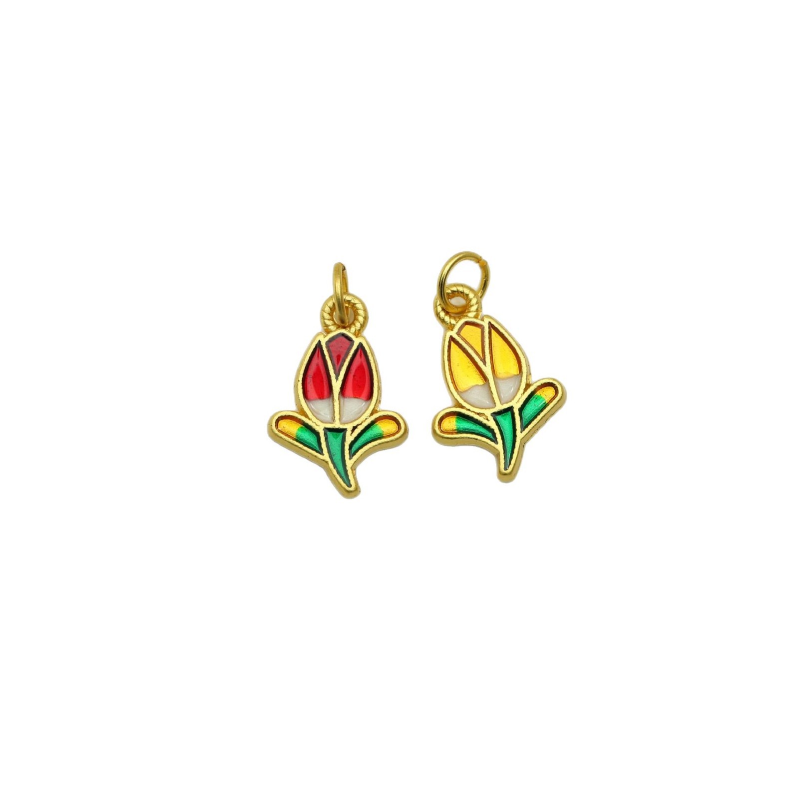 No se desvanece durante mucho tiempo, accesorios de bricolaje de oro antiguo, colgante de tulipán, collar de esmalte pintado a mano, cadena de clavícula, accesorios de joyería