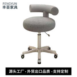 厂家供应美容美发旋转升降羊羔绒椅子滑轮大工凳子座椅带轮子家用