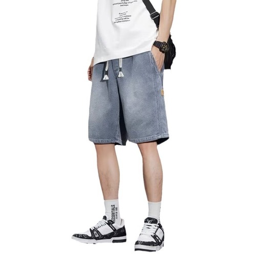 Men's Summer Thin Star Pattern 5-Inch Straight Leg Loose Casual Five-Finger Mid Pants
