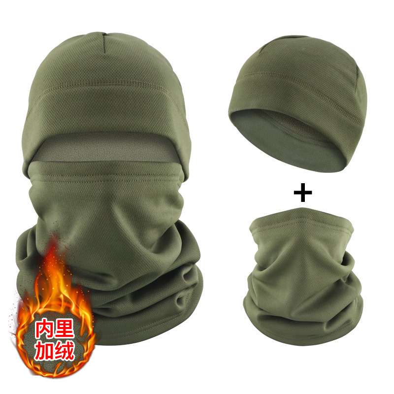 Invierno más chaqueta de terciopelo, sombrero frío, abrigo, cuello, sombrero de protector de orejas para ciclismo al aire libre, sombrero de cuello a prueba de viento, sombrero transfronterizo