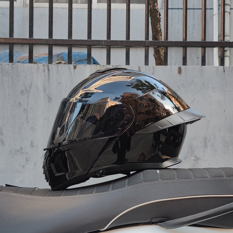 Casco de Motocicleta Orz con Certificación DOT para Hombre y Mujer, Casco Abierto con Visera Doble, Spoiler de Invierno, Cobertura Media, Azul para Todas las Estaciones.