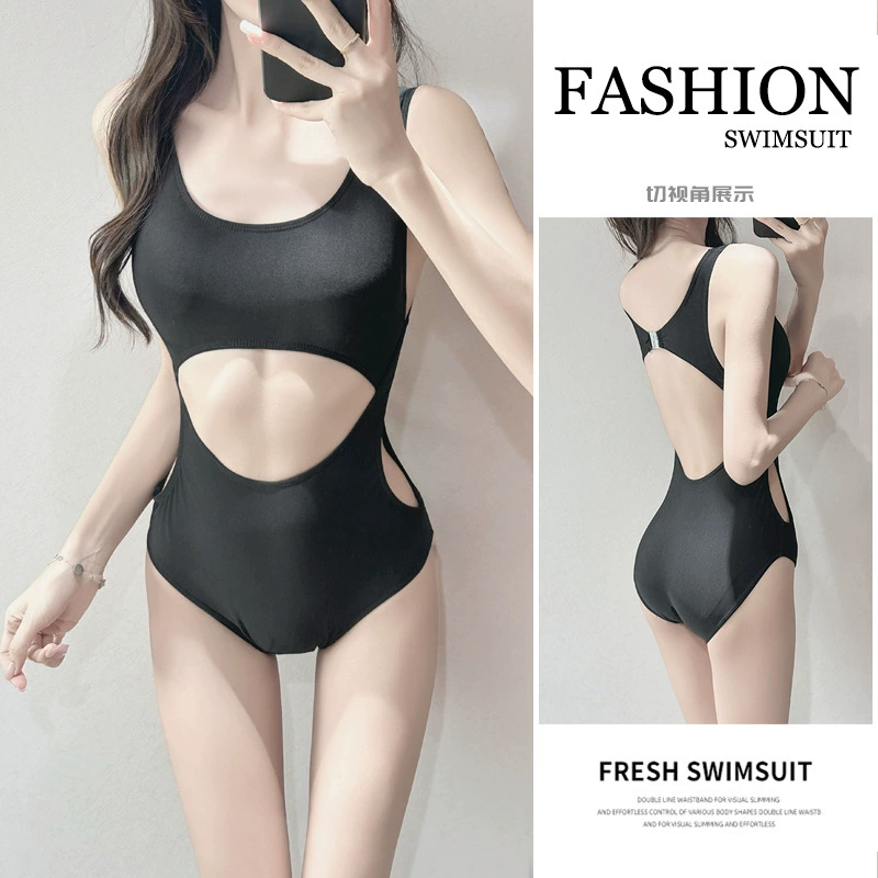 Простой цельный бикини, модный однотонный утягивающий сексуальный пляжный купальник для отдыха на горячих источниках для женщин