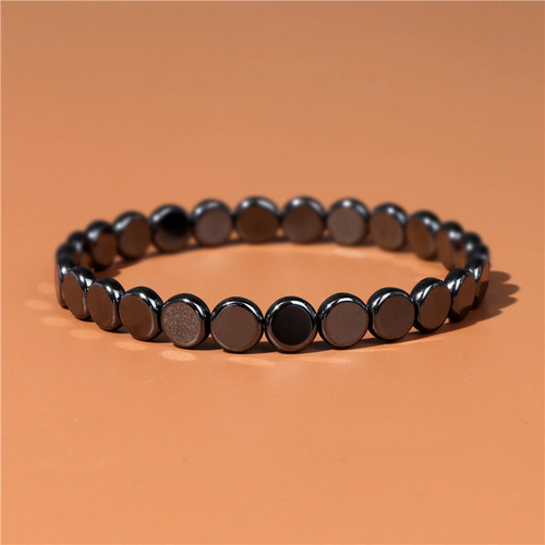 Black Obsidian Bracelet for Men, Western and Eastern Retro Business Style, Unisex Couple Elastic Rope Bracelet, Cross-border Manufacturer Wholesale New Arrival