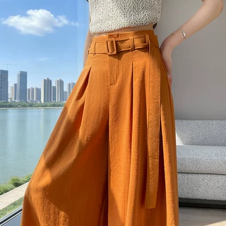 现货2026夏季新款阔腿裤裙女薄款裤子高腰时尚垂感休闲裤裙配腰带