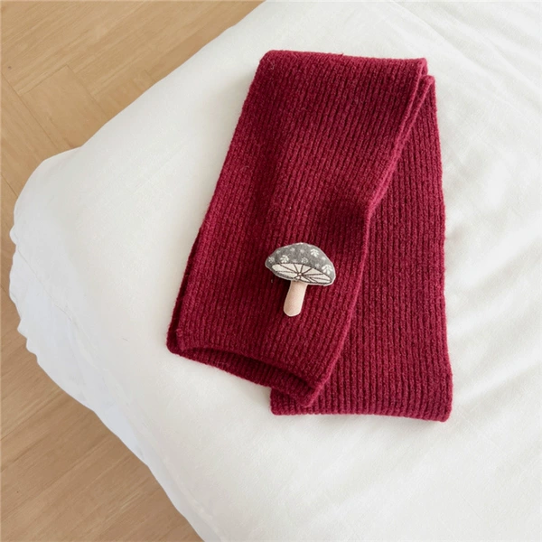 Burgundy-Forest Solid Color Long Scarf