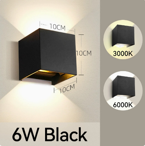 【Aluminio Impermeable】Marco Negro 6W Voltaje Amplio