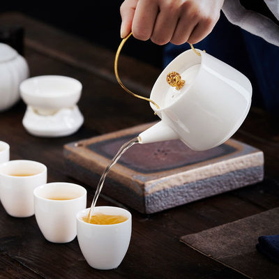 提梁茶壺德化羊脂玉白瓷日式陶瓷家用單個泡茶壺功夫茶具單壺跨境
