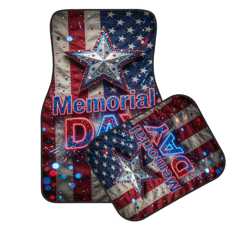 Cross-Border Best-Selling Independence Day Crystal Velvet Car Floor Mats, Universal Detachable Four-Piece Set, Stain-Resistant Car Mats