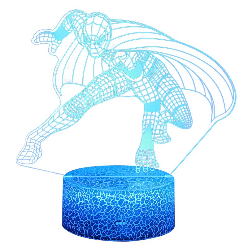 Cruz-frontera Spider-Man serie 3D noche luz creativa USB plug-in colorido noche luz al por mayor LED lámpara de mesa de regalo