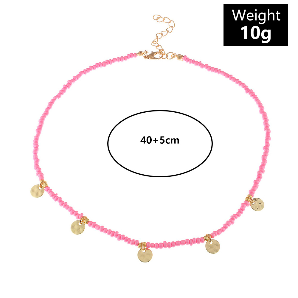 Retro Small Fresh Color Rice Bead Necklace Simple Five-pointed Star Moon Necklace display picture 21