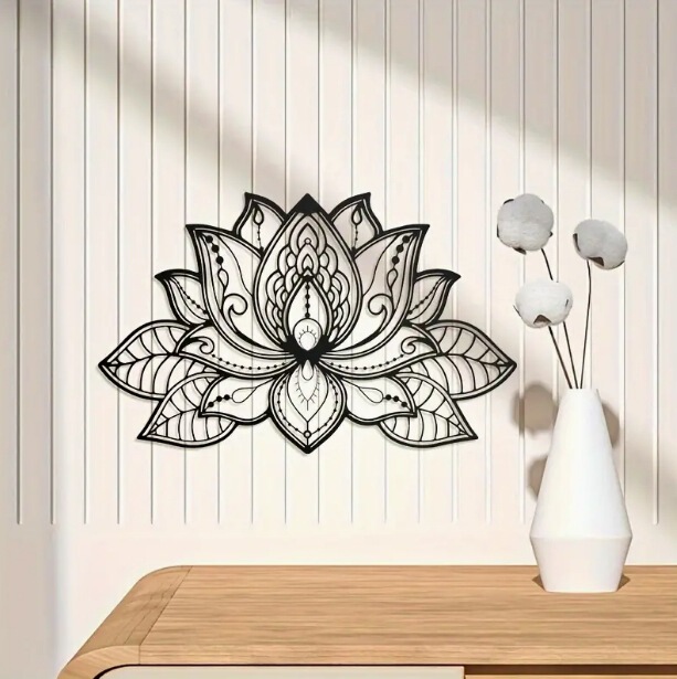 Cross-border Foreign Trade Yoga Wall Decoration Mandala Hanging Painting Wall Iron Painting Pendant Metal Lotus Hollow Wall Decoration