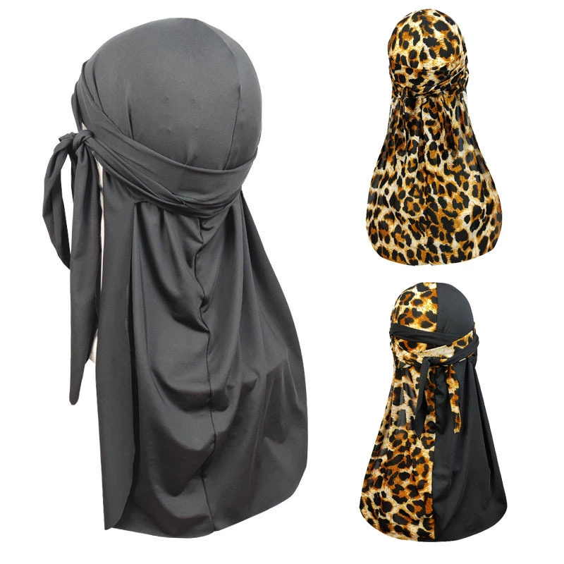 Шапка-дураг унисекс 2025 Amazon: высокоэластичная повязка на голову с леопардовым принтом, длинный хвост, пиратская шапка, шелковистая ткань